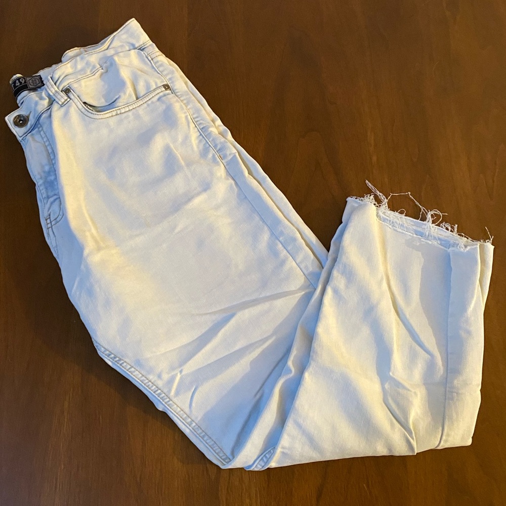 VERY light blue denim raw edge slim